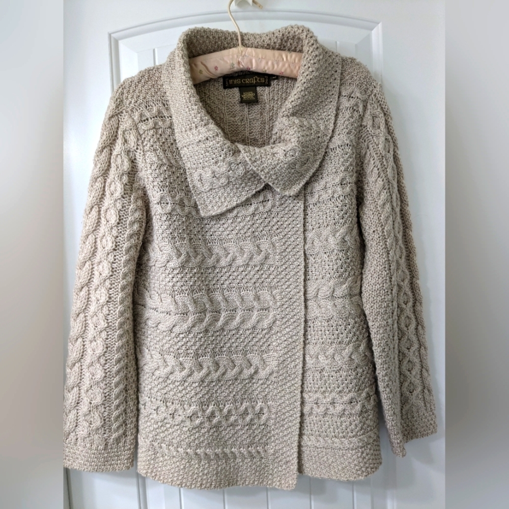 Inis Crafts Irish Shawl Collar Sweater